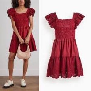 Sea New York Vienne Eyelet Red Mini Dress Size XS